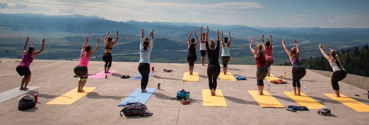 yoga on the deck at jackson hole mountain resort