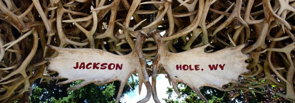 Close up shot of Jackson Hole's iconic antler arches.