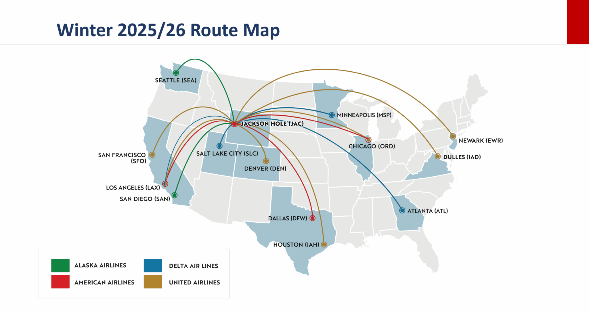 Jackson Hole Airport Route Map Winter 2025-2026