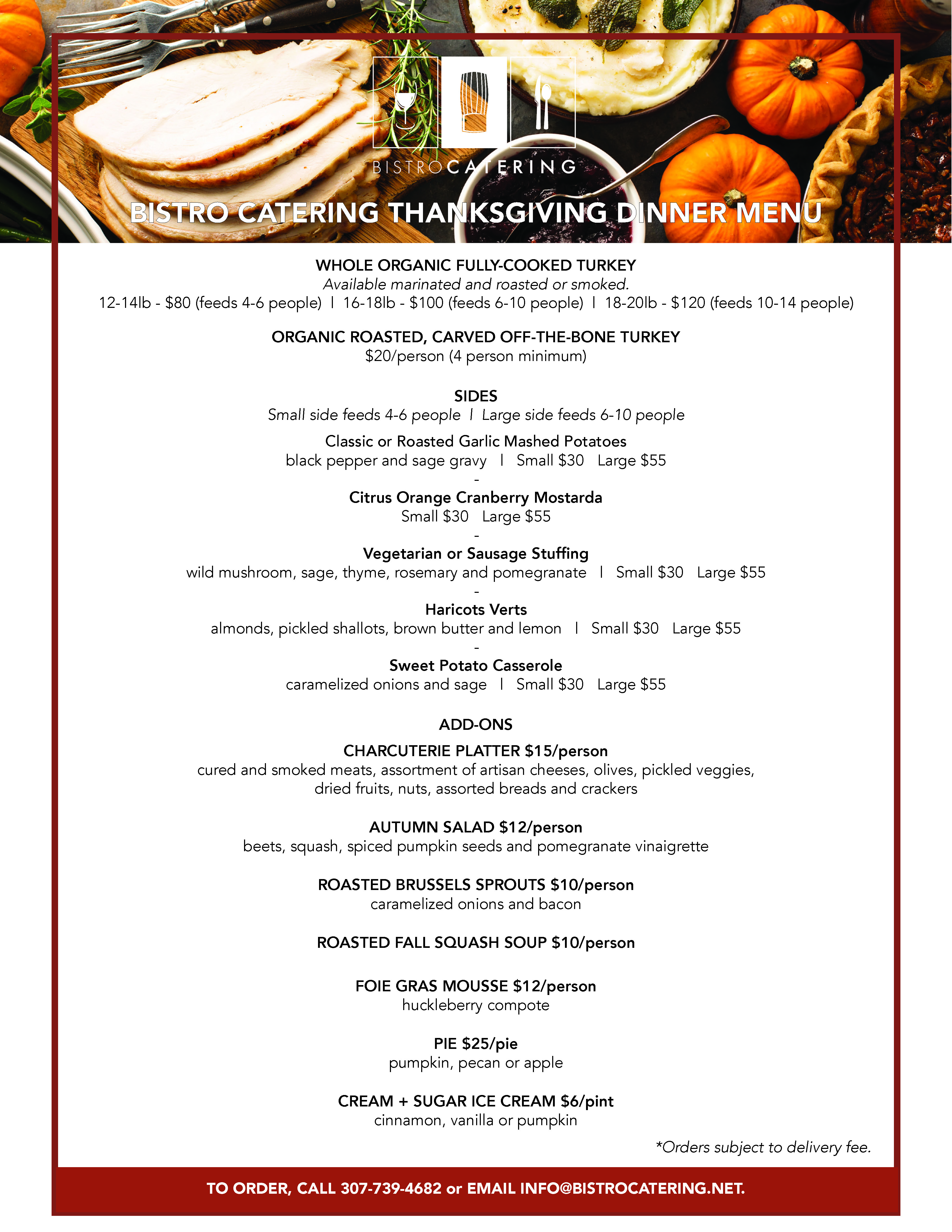 Bistro Catering Thanksgiving 2020 Catering Menu