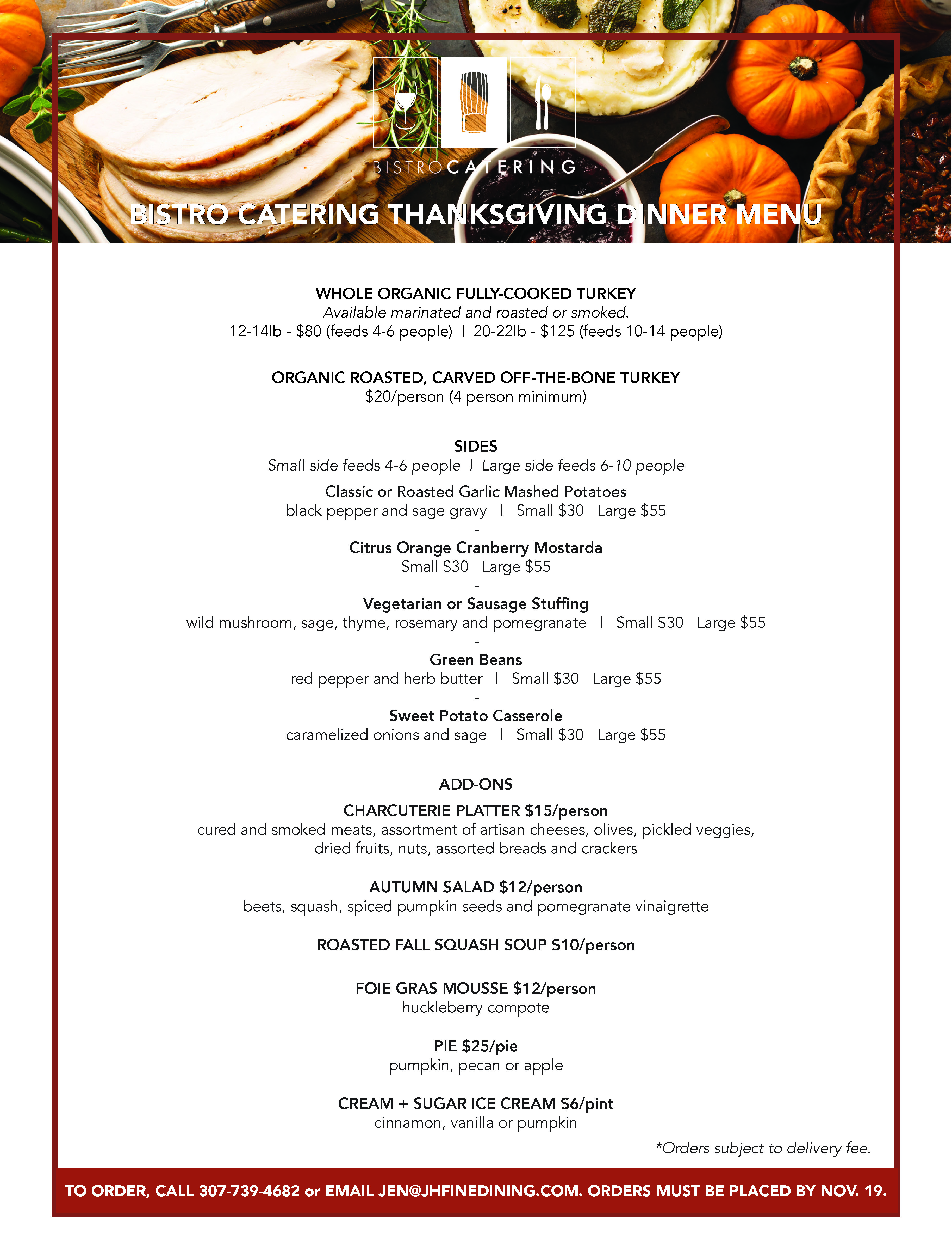 Bistro Catering Thanksgiving 2021 Catering Menu